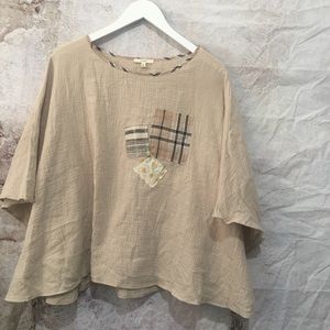 Easel Brand Anthropologie Handkerchief Sleeve Boho Brown Minimalist L